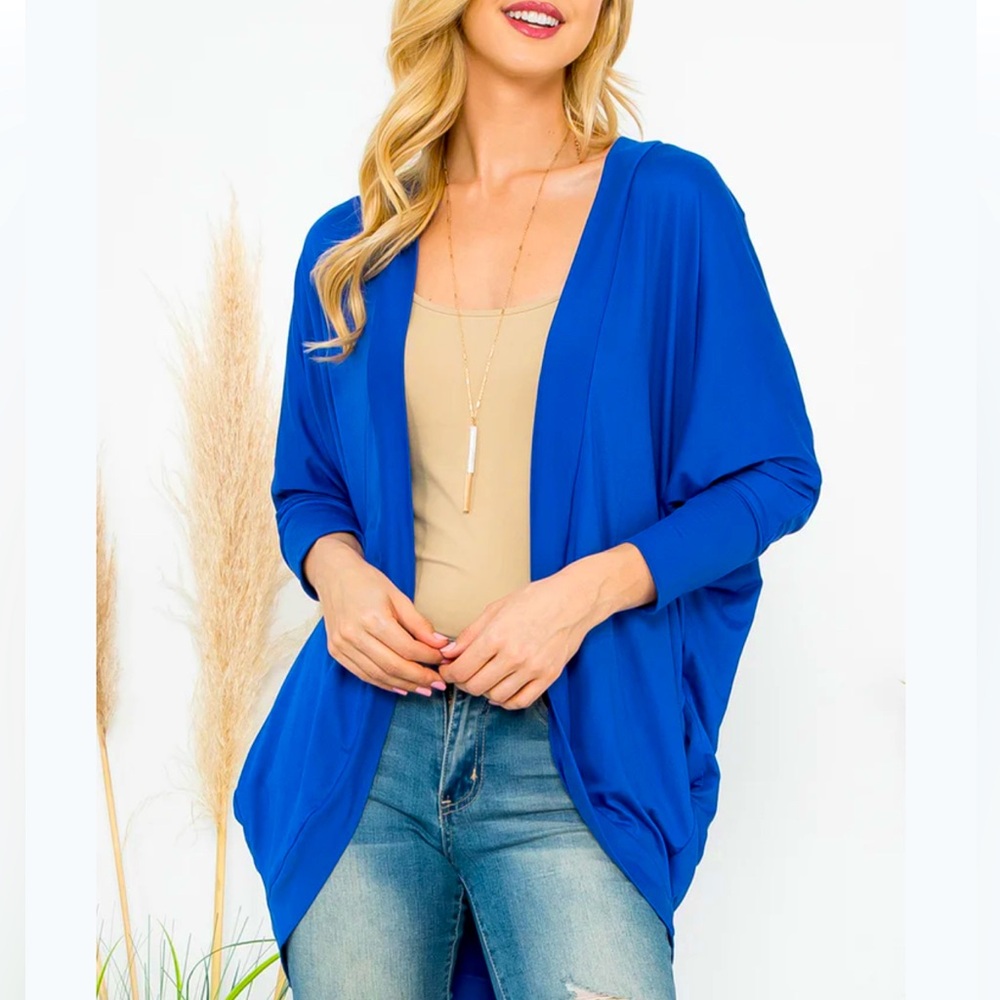 NWT Cobalt Blue dolman sleeve Cardigan | Lace Back | Small